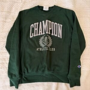 Champion Forest Green Crewneck Sweatshirt with Gray Logo